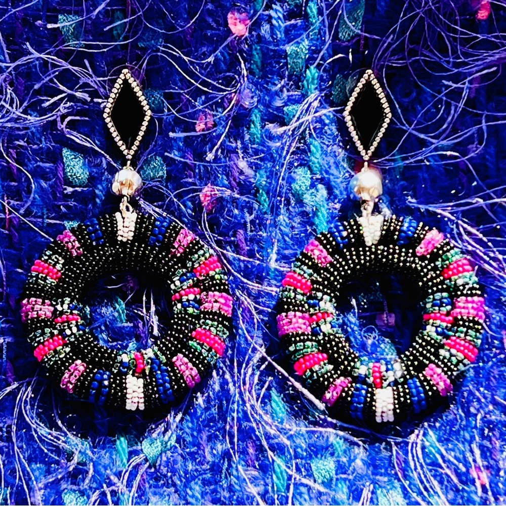🌺🎉HP🎉🌺 NWT Isabel Marant Beaded Hoop Chandeliers - Picture 7 of 16